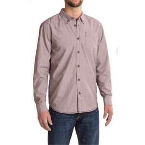 Prana Reinhold Patterned Button Down Shirt Maroon Size L Outdoor Athleisure Gorp